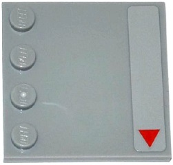 Tile, Modified 4 x 4 with Studs on Edge with Small Red Triangle Pattern Model Right Side (Sticker) - Set 75082