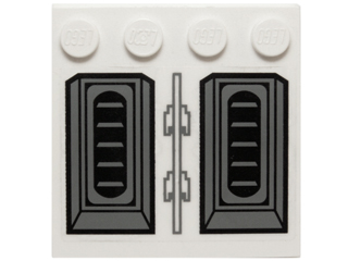 Tile, Modified 4 x 4 with Studs on Edge with Black and Dark Bluish Gray Vents on Transparent Background Pattern (Sticker) - Set 10195