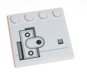 Tile, Modified 4 x 4 with Studs on Edge with Oval and Rectangular Hatch with 3 Black Buttons Pattern (Sticker) - Set 75140