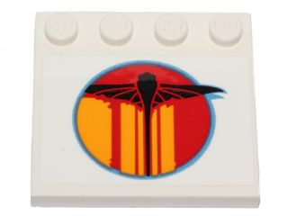Tile, Modified 4 x 4 with Studs on Edge with SW The Phantom Bright Light Orange and Red Stripes with Black Logo Pattern Model Left Side (Sticker) - Set 75170