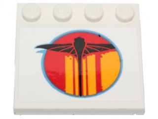 Tile, Modified 4 x 4 with Studs on Edge with SW The Phantom Bright Light Orange and Red Stripes with Black Logo Pattern Model Right Side (Sticker) - Set 75170