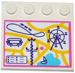 Tile, Modified 4 x 4 with Studs on Edge with Amusement Park / Fun Fair Map Pattern (Sticker) - Set 41130
