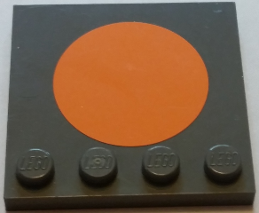 Tile, Modified 4 x 4 with Studs on Edge with Large Orange Circle in Center Pattern (Sticker) - Set 75050