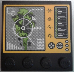 Tile, Modified 4 x 4 with Studs on Edge with Target Screen and Control Panel Pattern (Sticker) - Set 70134