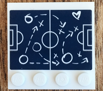 Tile, Modified 4 x 4 with Studs on Edge with Soccer Plays Diagram Pattern (Sticker) - Set 41330