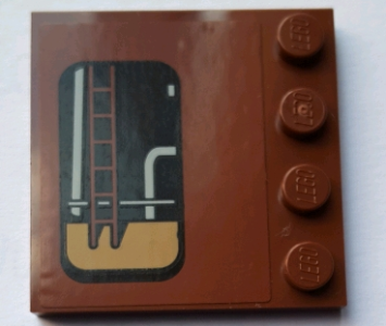 Tile, Modified 4 x 4 with Studs on Edge with Window with Pipes and Ladder Pattern Model Left Side (Sticker) - Set 75059