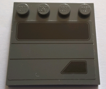 Tile, Modified 4 x 4 with Studs on Edge with Black Rectangle, Trapezoid, and Lines Pattern Model Left Side (Sticker) - Set 75155