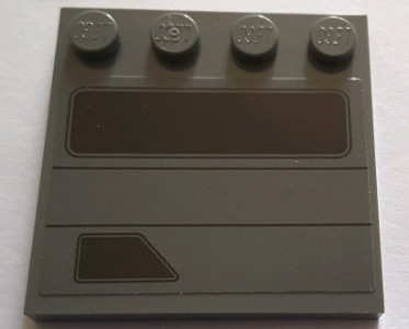 Tile, Modified 4 x 4 with Studs on Edge with Black Rectangle, Trapezoid, and Lines Pattern Model Right Side (Sticker) - Set 75155