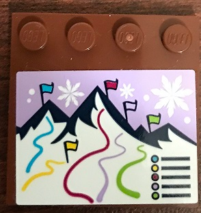 Tile, Modified 4 x 4 with Studs on Edge with Snowflakes, Mountains, Flags, and Ski Trails Pattern (Sticker) - Set 41324
