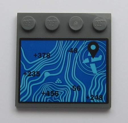 Tile, Modified 4 x 4 with Studs on Edge with Blue Altitude Profile with Black Numbers and Plane Position Marker Pattern (Sticker) (Undetermined Type)