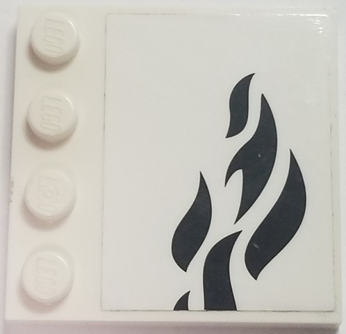 Tile, Modified 4 x 4 with Studs on Edge with Black Flames Pattern Model Left Side (Sticker) - Set 70615