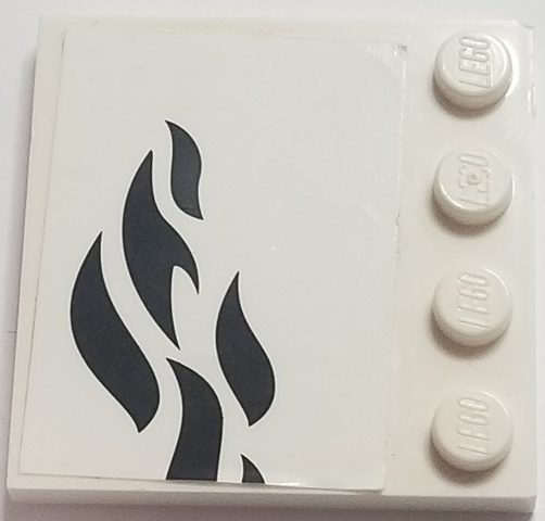 Tile, Modified 4 x 4 with Studs on Edge with Black Flames Pattern Model Right Side (Sticker) - Set 70615
