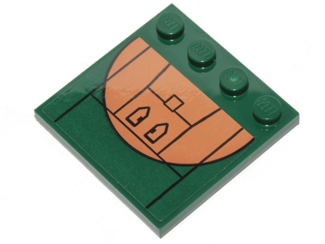 Tile, Modified 4 x 4 with Studs on Edge with Black Lines and Medium Nougat Half Circle Pattern (Sticker) - Set 75248