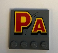 Tile, Modified 4 x 4 with Studs on Edge with 'PA' Pattern (Sticker) - Set 75936