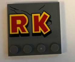 Tile, Modified 4 x 4 with Studs on Edge with 'RK' Pattern (Sticker) - Set 75936