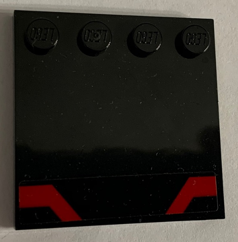 Tile, Modified 4 x 4 with Studs on Edge with Red Angled Stripes Pattern (Sticker) - Set 75190