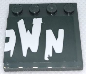 Tile, Modified 4 x 4 with Studs on Edge with 'OWN' (O Cut in Half) Pattern (Sticker) - Set 75977