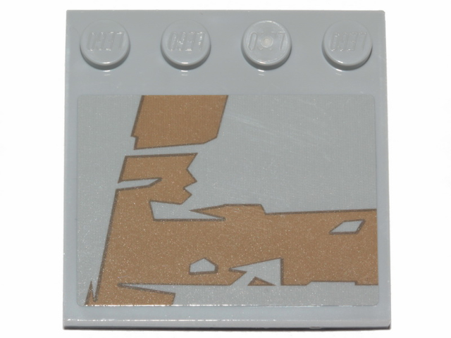 Tile, Modified 4 x 4 with Studs on Edge with Dark Tan Tattered Stripes Pattern Model Left Side (Sticker) - Set 75292