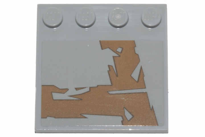 Tile, Modified 4 x 4 with Studs on Edge with Dark Tan Tattered Stripes Pattern Model Right Side (Sticker) - Set 75292