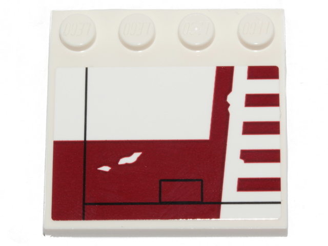 Tile, Modified 4 x 4 with Studs on Edge with Dark Red Stripes (X-wing Red Five Luke Skywalker Signs) Pattern Model Left Side (Sticker) - Set 75301