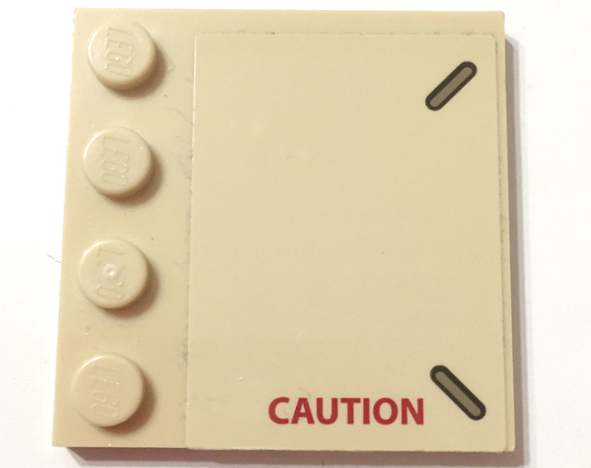Tile, Modified 4 x 4 with Studs on Edge with Red 'CAUTION' Pattern Model Right Side (Sticker) - Set 75974