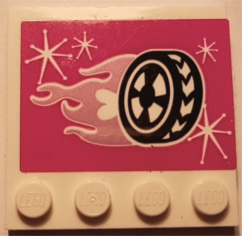 Tile, Modified 4 x 4 with Studs on Edge with Flaming Wheel Pattern (Sticker) - Set 41352