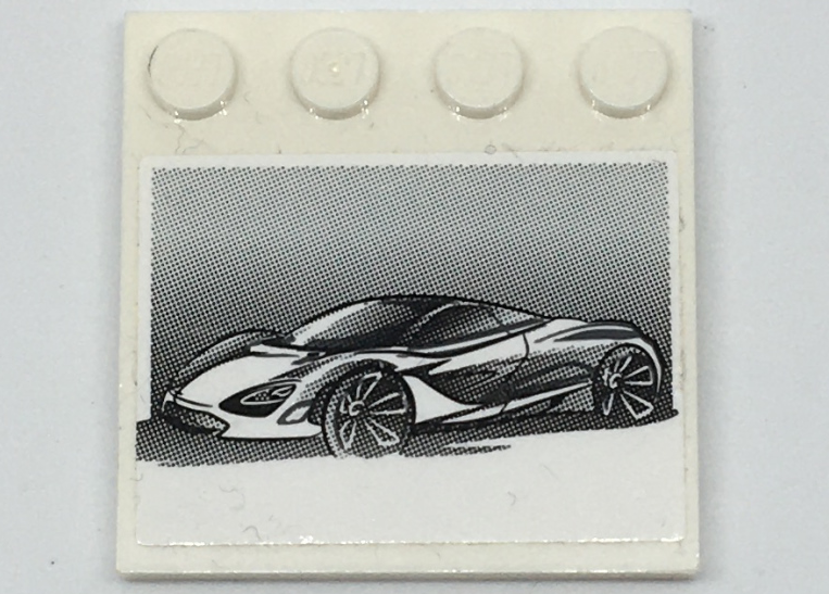 Tile, Modified 4 x 4 with Studs on Edge with Black and White McLaren 720S Car Pattern (Sticker) - Set 75880