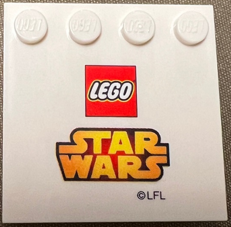 Tile, Modified 4 x 4 with Studs on Edge with Full Color LEGO Star Wars Logo Pattern