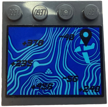 Tile, Modified 4 x 4 with Studs on Edge with Blue Altitude Profile with Black Italic Font Numbers and Plane Position Marker Pattern (Sticker) - Set 60160