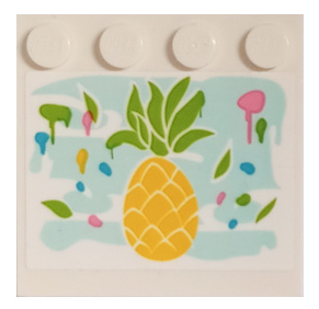 Tile, Modified 4 x 4 with Studs on Edge with Pineapple Painting Pattern (Sticker) - Set 41682