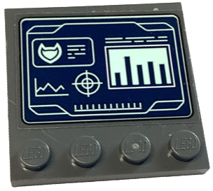 Tile, Modified 4 x 4 with Studs on Edge with Light Aqua Target, Bar Chart and Graph on Dark Blue Screen Pattern (Sticker) - Set 76122