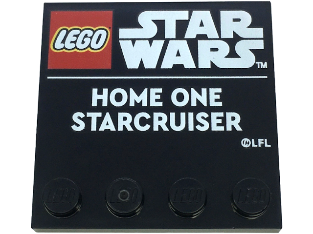 Tile, Modified 4 x 4 with Studs on Edge with LEGO Star Wars Logo and White 'HOME ONE STARCRUISER' Pattern