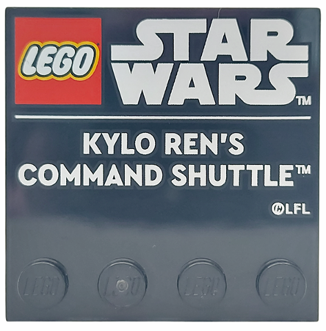 Tile, Modified 4 x 4 with Studs on Edge with LEGO Star Wars Logo and White 'KYLO REN'S COMMAND SHUTTLE' Pattern
