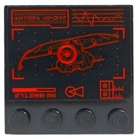 Tile, Modified 4 x 4 with Studs on Edge with Red Target on Droid Gunship Display Pattern (Sticker) - Set 75234