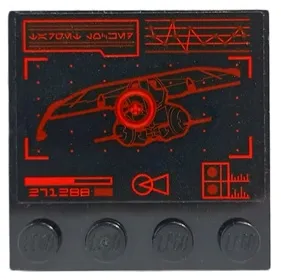 Tile, Modified 4 x 4 with Studs on Edge with Red Target on Droid Gunship Display Pattern (Sticker) - Set 75234