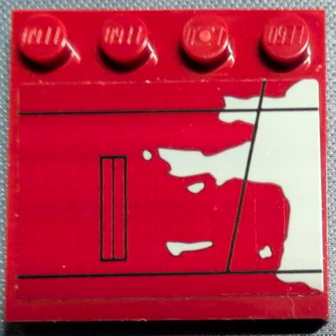 Tile, Modified 4 x 4 with Studs on Edge with Light Bluish Gray Paint Splotches and Black Hull Plate Lines Pattern Model Left Side (Sticker) - Set 75364