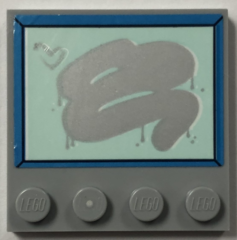 Tile, Modified 4 x 4 with Studs on Edge with Heart and Steam Wiped off Fogged Mirror Pattern (Sticker) - Set 41744