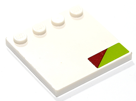 Tile, Modified 4 x 4 with Studs on Edge with Dark Red Triangle on Lime Background Pattern Model Right Side (Sticker) - Set 75333