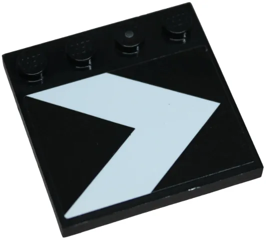 Tile, Modified 4 x 4 with Studs on Edge with White Chevron on Black Background Pattern (Sticker) - Set 75159