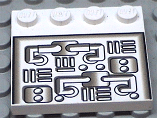 Tile, Modified 4 x 4 with Studs on Edge with Pipes Pattern