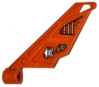 Bionicle Wing Small / Tail with Axle Hole with Ninja Skull with Crossed Swords and Cog Mechanical Pattern on Left Side (Stickers) - Set 70602