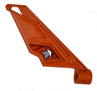 Bionicle Wing Small / Tail with Axle Hole with Ninja Skull with Crossed Swords Pattern on Right Side (Sticker) - Set 70600