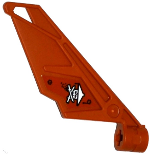 Bionicle Wing Small / Tail with Axle Hole with Ninja Skull with Crossed Swords and 2 Bolts Pattern on Right Side (Sticker) - Set 70604