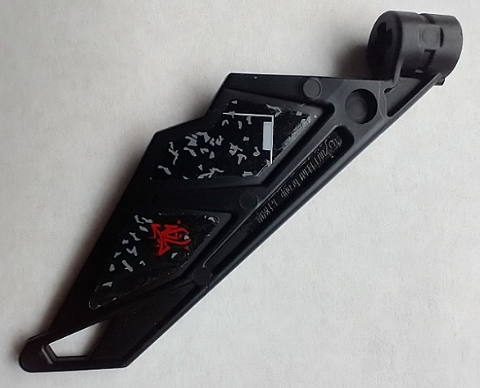 Bionicle Wing Small / Tail with Axle Hole with Damaged Panel with Gray Holes and Red Symbol Pattern Model Left Side (Stickers) - Set 5972