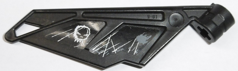 Bionicle Wing Small / Tail with Axle Hole with Skull and Gray and White Battle Damage Pattern Model Right Side (Stickers) - Set 5973