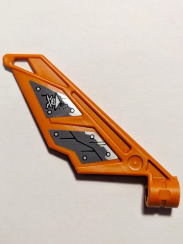 Bionicle Wing Small / Tail with Axle Hole with Hull Plates and Ninja Skull with Crossed Swords Pattern Model Left Side (Stickers) - Set 70605
