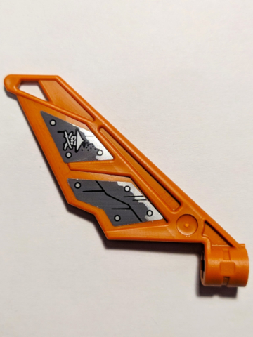 Bionicle Wing Small / Tail with Axle Hole with Hull Plates and Ninja Skull with Crossed Swords Pattern Model Left Side (Stickers) - Set 70605