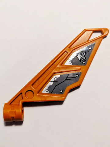 Bionicle Wing Small / Tail with Axle Hole with Hull Plates and Ninja Skull with Crossed Swords Pattern Model Right Side (Stickers) - Set 70605