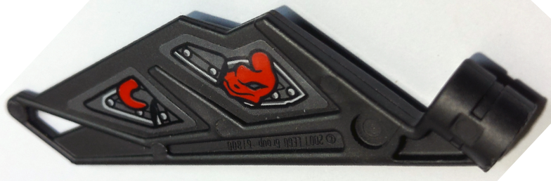 Bionicle Wing Small / Tail with Axle Hole with Red Snake and Silver Armor Plates Pattern Model Left Side (Stickers) - Set 70624