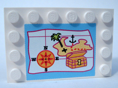 Tile, Modified 4 x 6 with Studs on Edges with Map Pattern (Sticker) - Set 5960